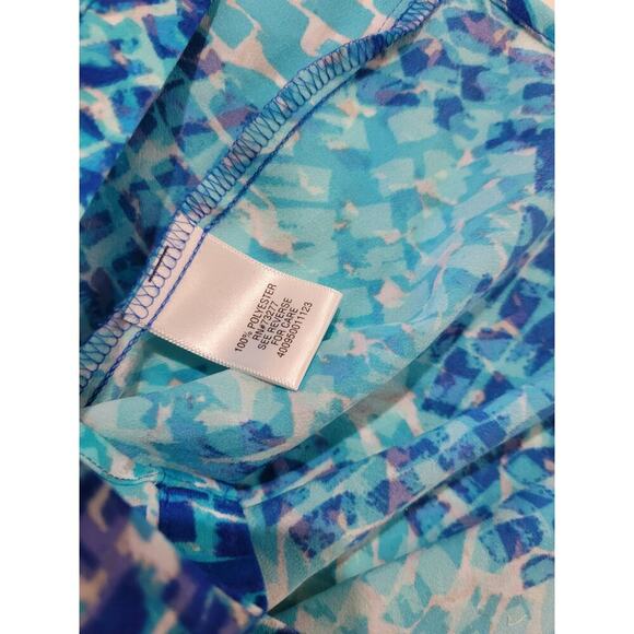 Apt 9 Women's PETITE blue abstract pattern sleeveless button-down Blouse - SP - Picture 5 of 7